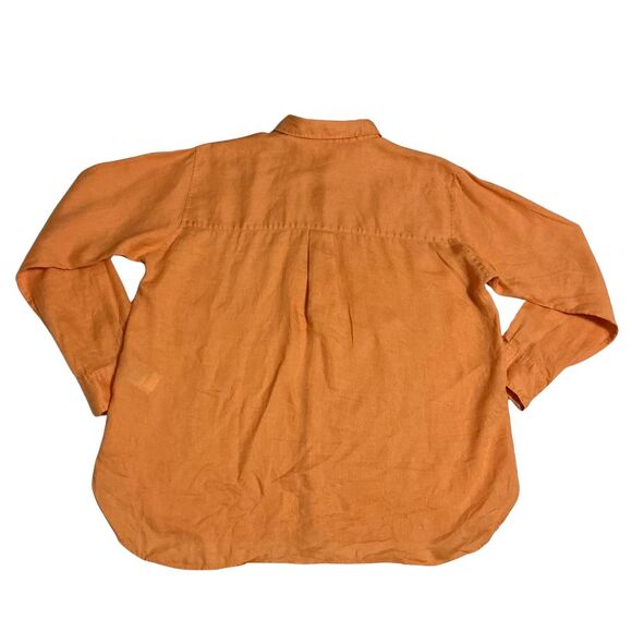 Uniqlo 100% Linen Shirt Women's Size XL  Long Sleeves Button-Up  Apricot - Picture 2 of 6
